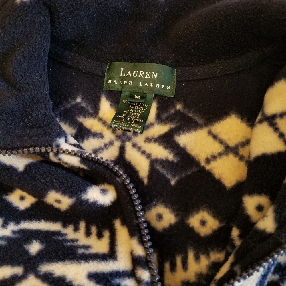 Lauren Ralph Lauren Men's Fleece Fairie Isle Pullover Top Navy Size Medium - Picture 10 of 10